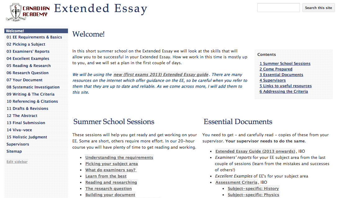 Ib extended essay format 2012